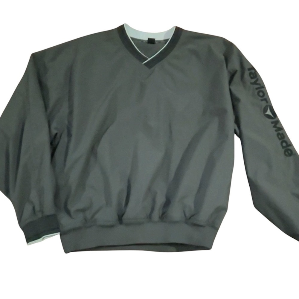 Vtg TaylorMade Golf jacket men's XL Gray V-Neck Pullover Logo Spellout pockets